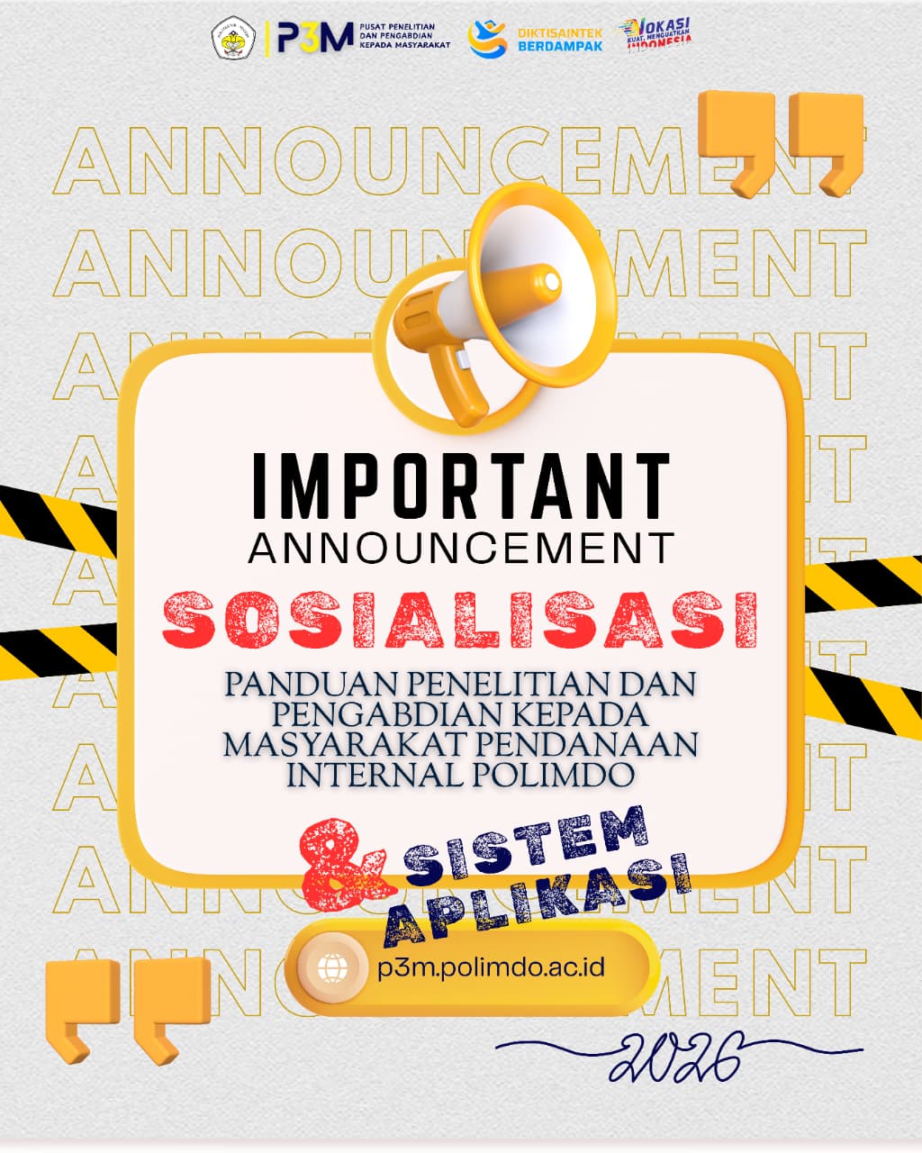 Undangan Sosialisasi Panduan P3M Internal Tahun 2026